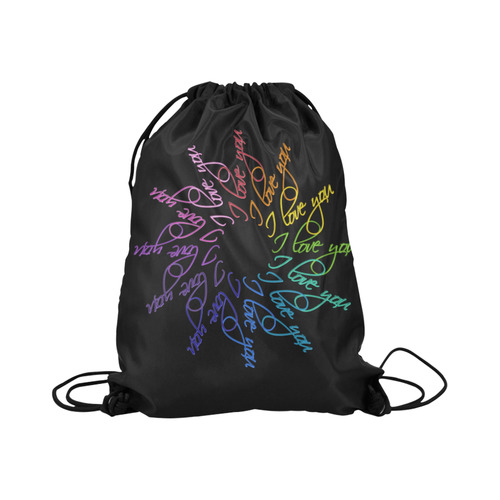 I love you rainbow Large Drawstring Bag Model 1604 (Twin Sides)  16.5"(W) * 19.3"(H)