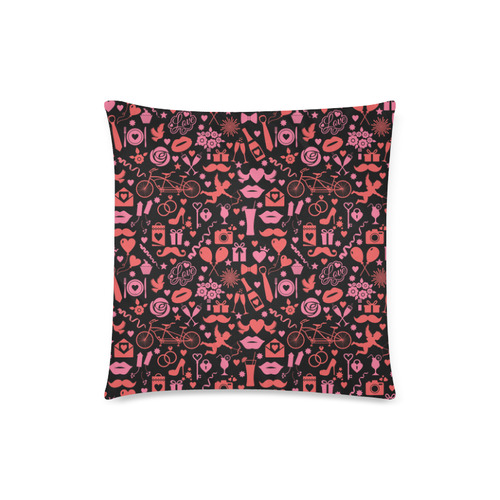 Pink Love Custom Zippered Pillow Case 18"x18"(Twin Sides)
