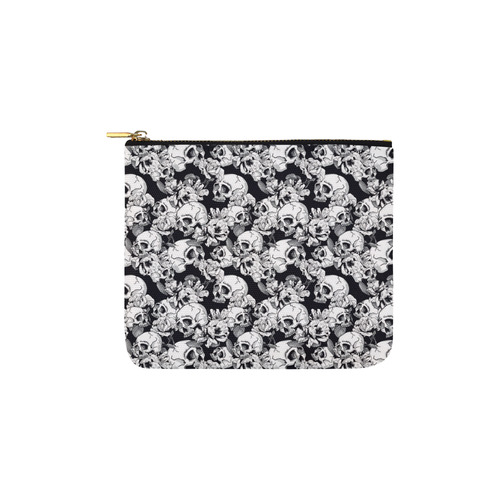 skull pattern, black and white Carry-All Pouch 6''x5''