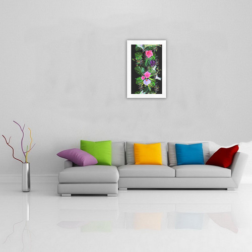 Palm Leaves Hummingbird Flowers Art Print 19‘’x28‘’