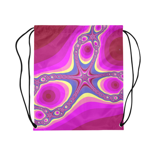 Fractal in pink Large Drawstring Bag Model 1604 (Twin Sides)  16.5"(W) * 19.3"(H)