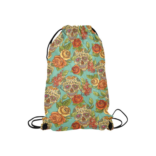 sugar skull pattern Small Drawstring Bag Model 1604 (Twin Sides) 11"(W) * 17.7"(H)