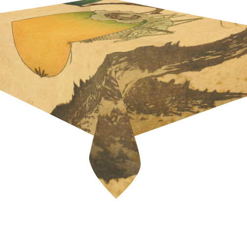 Hokusai Grasshopper Eating Persimmon Nature Cotton Linen Tablecloth 60"x 84"