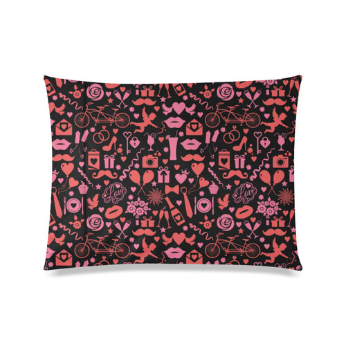 Pink Love Custom Zippered Pillow Case 20"x26"(Twin Sides)