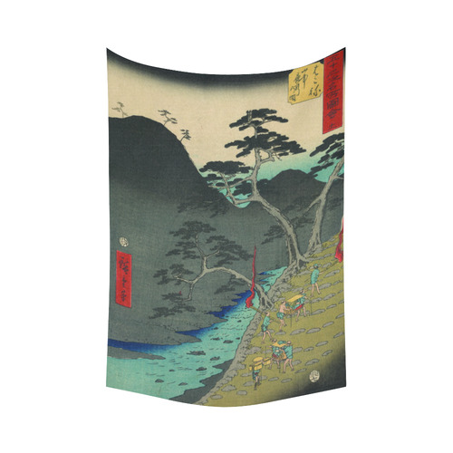 Hiroshige Hakone Japanese Nature Woodblock Cotton Linen Wall Tapestry 60"x 90"