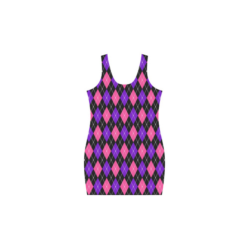 Pink And Purple Argyle On Black Medea Vest Dress (Model D06)