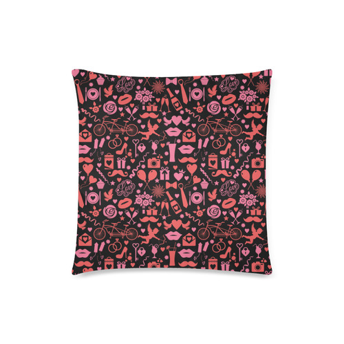 Pink Love Custom Zippered Pillow Case 18"x18" (one side)