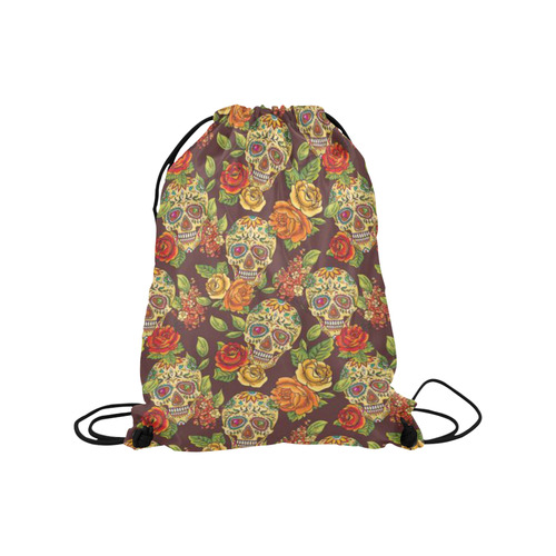 sugar skull pattern Medium Drawstring Bag Model 1604 (Twin Sides) 13.8"(W) * 18.1"(H)