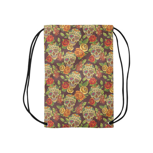 sugar skull pattern Small Drawstring Bag Model 1604 (Twin Sides) 11"(W) * 17.7"(H)