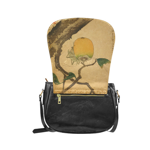 Hokusai Grasshopper Eating Persimmon Nature Classic Saddle Bag/Large (Model 1648)