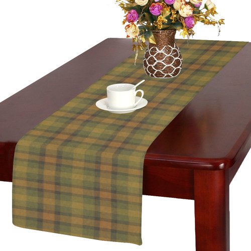 Gold Olive Plaid Table Runner 14x72 inch