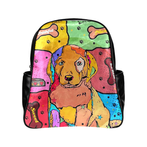 Labrador Popart By Nico Bielow Multi-Pockets Backpack (Model 1636)