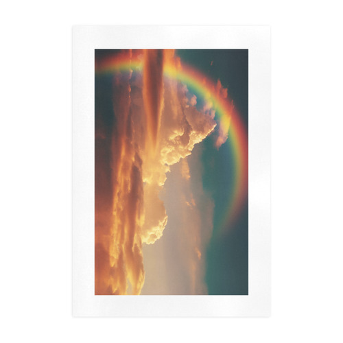 Vintage Yellow Clouds with Rainbow Art Print 19‘’x28‘’