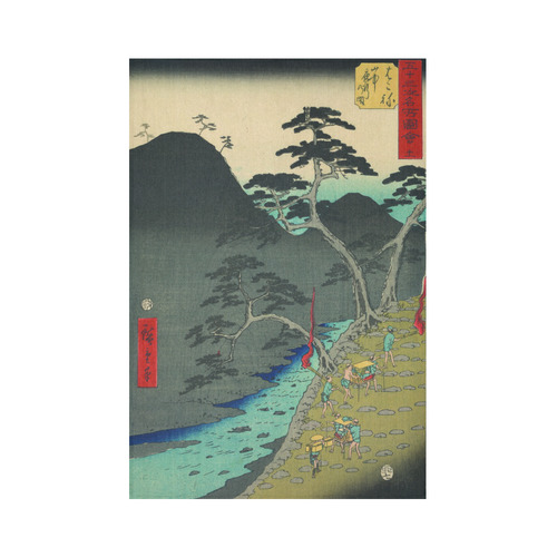 Hiroshige Hakone Japanese Nature Woodblock Cotton Linen Wall Tapestry 60"x 90"
