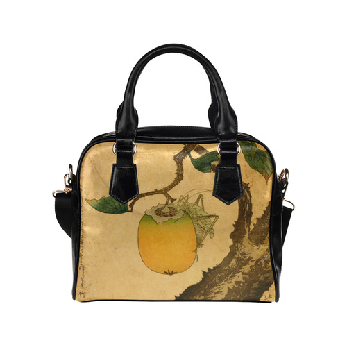 Hokusai Grasshopper Eating Persimmon Nature Shoulder Handbag (Model 1634)