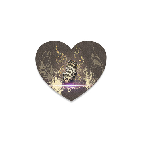 Music, microphone with key notes, vintage Heart Coaster