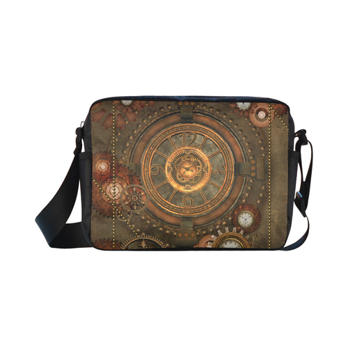 Steampunk, wonderful vintage clocks and gears Classic Cross-body Nylon Bags (Model 1632)