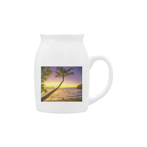 Painting tropical sunset beach with palms Milk Cup (Small) 300ml