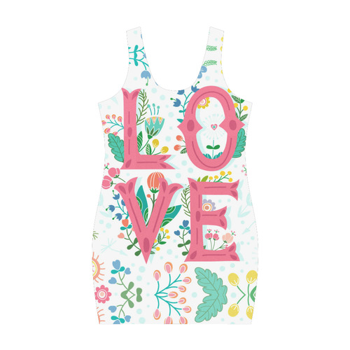 Pastel Colorful Floral LOVE Lettering Medea Vest Dress (Model D06)