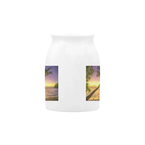 Painting tropical sunset beach with palms Milk Cup (Small) 300ml