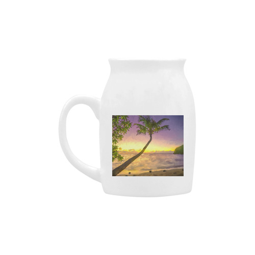 Painting tropical sunset beach with palms Milk Cup (Small) 300ml