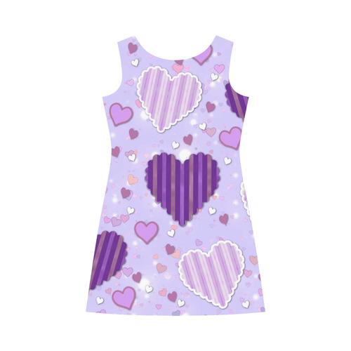 Purple Patchwork Hearts Bateau A-Line Skirt (D21)