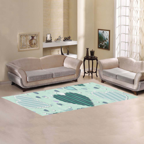 Mint Green Patchwork Hearts Area Rug 9'6''x3'3''