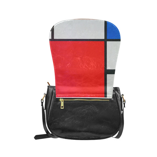 Mondrian Composition Red Blue Yellow Classic Saddle Bag/Small (Model 1648)