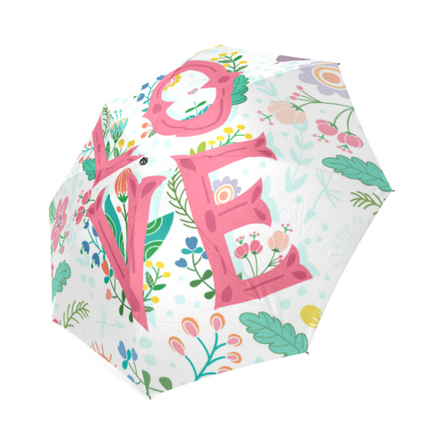 Pastel Colorful Floral LOVE Lettering Foldable Umbrella (Model U01)