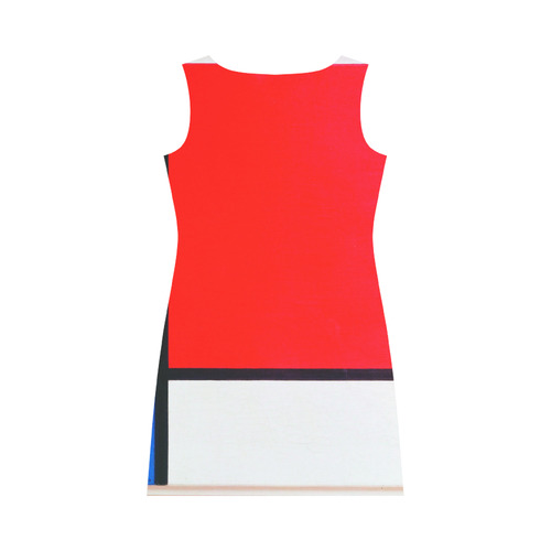 Mondrian Composition Red Blue Yellow Round Collar Dress (D22)