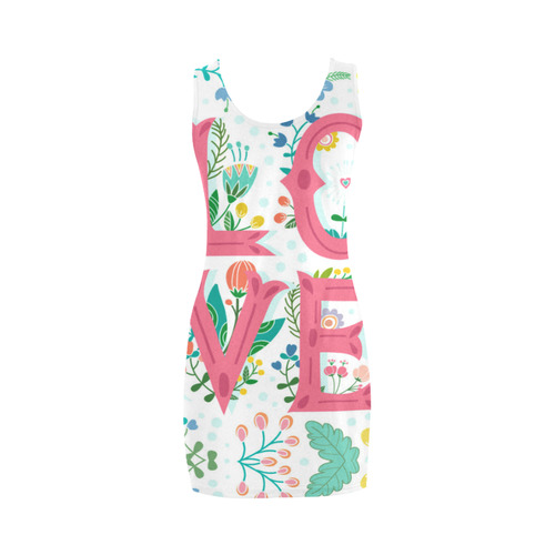 Pastel Colorful Floral LOVE Lettering Medea Vest Dress (Model D06)