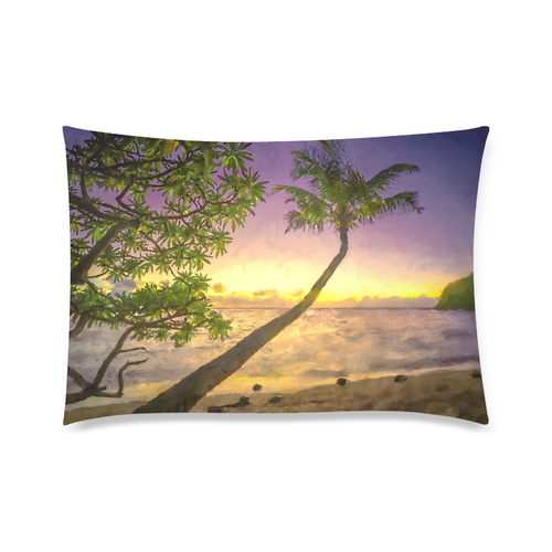 Painting tropical sunset beach with palms Custom Zippered Pillow Case 20"x30" (one side)
