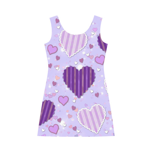 Purple Patchwork Hearts Bateau A-Line Skirt (D21)