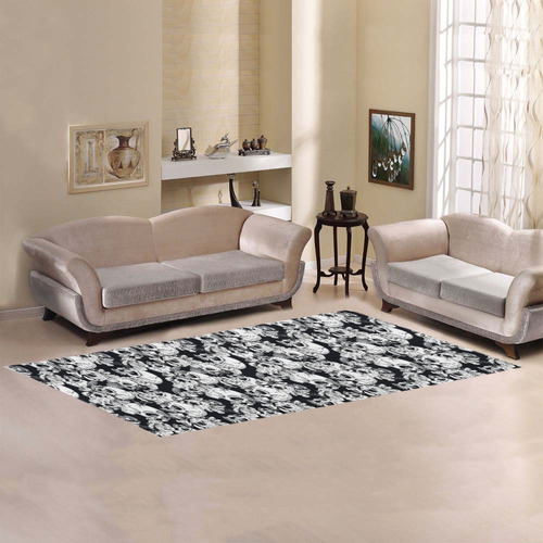 skull pattern, black and white Area Rug 9'6''x3'3''