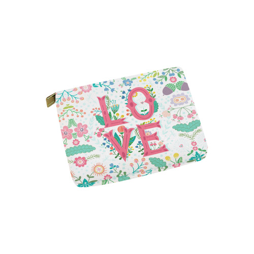 Pastel Colorful Floral LOVE Lettering Carry-All Pouch 6''x5''