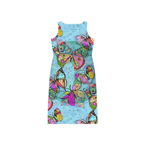 My Butterfly Popart by Nico Bielow Phaedra Sleeveless Open Fork Long Dress (Model D08)