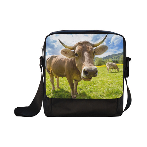 Photography Pretty Blond Cow On Grass Crossbody Nylon Bags (Model 1633)