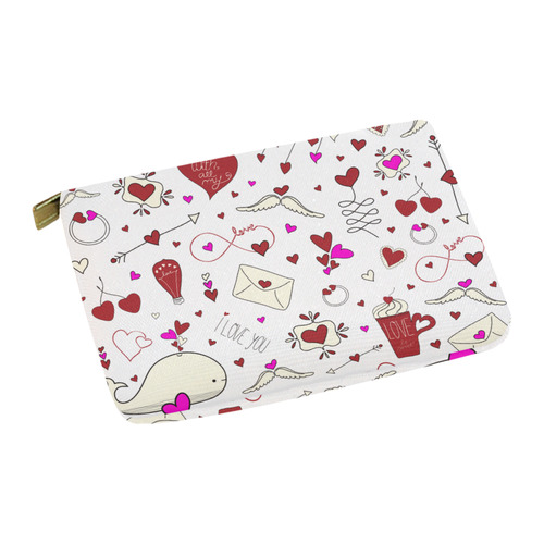 Valentine's Day LOVE HEARTS pattern red pink Carry-All Pouch 12.5''x8.5''