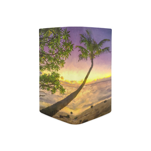 Painting tropical sunset beach with palms Women's Leather Wallet (Model 1611)