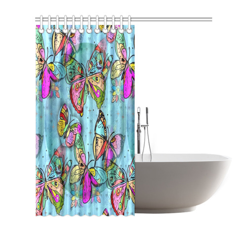 My Butterfly Popart by Nico Bielow Shower Curtain 72"x72"