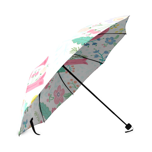 Pastel Colorful Floral LOVE Lettering Foldable Umbrella (Model U01)