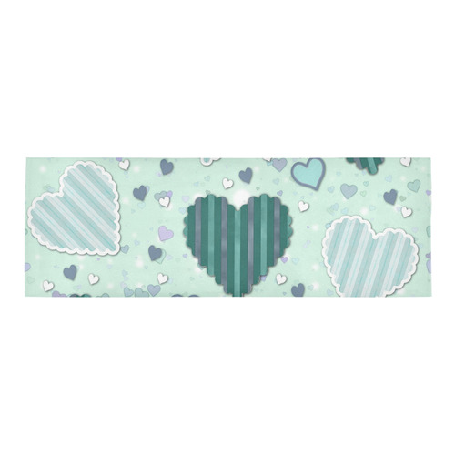 Mint Green Patchwork Hearts Area Rug 9'6''x3'3''