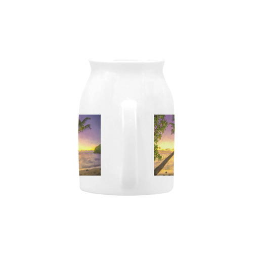 Painting tropical sunset beach with palms Milk Cup (Small) 300ml