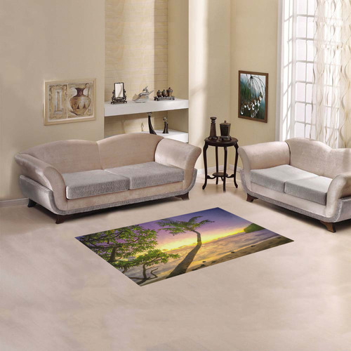 Painting tropical sunset beach with palms Area Rug 2'7"x 1'8‘’