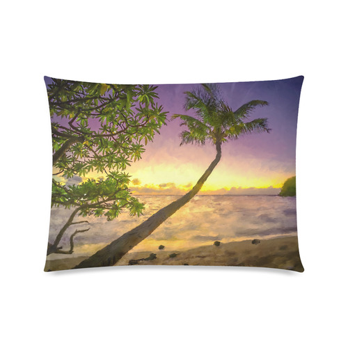 Painting tropical sunset beach with palms Custom Picture Pillow Case 20"x26" (one side)