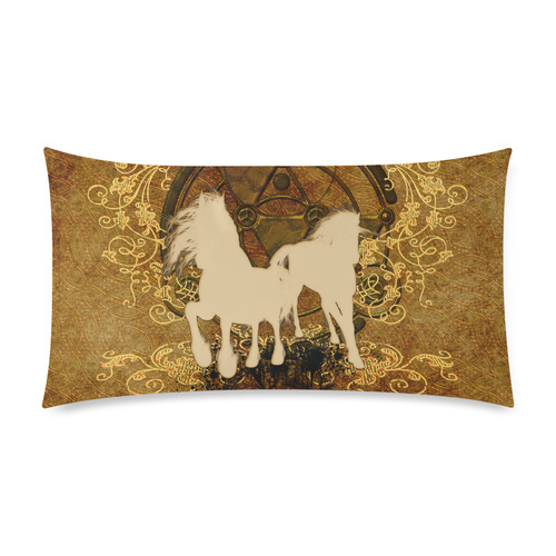 Beautiful horses, silhouette Rectangle Pillow Case 20"x36"(Twin Sides)