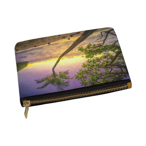 Painting tropical sunset beach with palms Carry-All Pouch 12.5''x8.5''