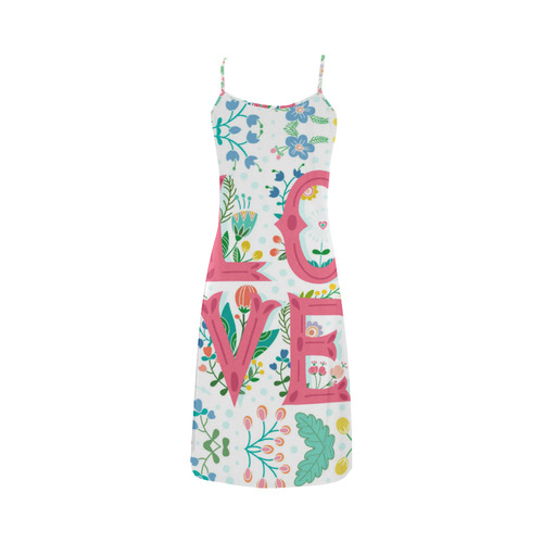 Pastel Colorful Floral LOVE Lettering Alcestis Slip Dress (Model D05)