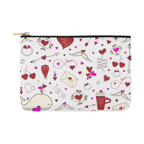 Valentine's Day LOVE HEARTS pattern red pink Carry-All Pouch 12.5''x8.5''