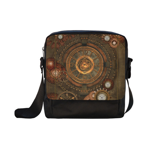 Steampunk, wonderful vintage clocks and gears Crossbody Nylon Bags (Model 1633)